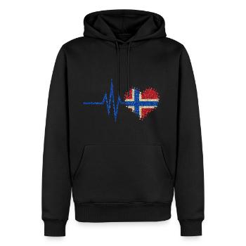 Mon cœur bat pour la Norvège - Coeur Glitter - Sweat à capuche Premium bio Homme - noir - Devant - Nico (187cm)