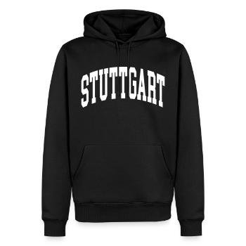 Stuttgart - Männer Premium Bio Hoodie - Schwarz - Vorne - Nico (187cm)