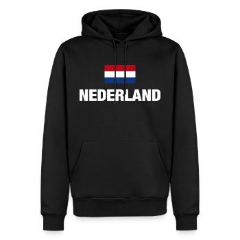 Hollande Pays-Bas Nederland drapeau Fan cadeau - Sweat à capuche Premium bio Homme - noir - Devant - Nico (187cm)