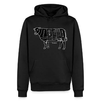 Lustige Rindfleischschnitte Diagramm I BBQ Metzger - Männer Premium Bio Hoodie - Schwarz - Vorne - Nico (187cm)