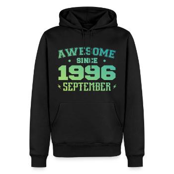 September 1996 Geburtstagsgeschenk September 1996 - Männer Premium Bio Hoodie - Schwarz - Vorne - Nico (187cm)