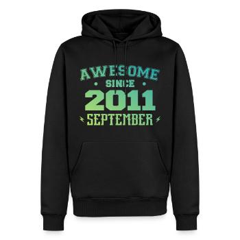 September 2011 Geburtstagsgeschenk September 2011 - Männer Premium Bio Hoodie - Schwarz - Vorne - Nico (187cm)