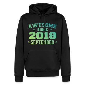 Septembre 2018 Cadeau Anniversaire Septembre 2018 - Sweat à capuche Premium bio Homme - noir - Devant - Nico (187cm)