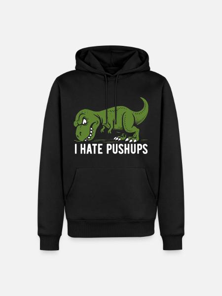 T-Rex - I hate pushups - Geschenk - Männer Premium Bio Hoodie - Schwarz