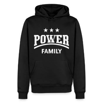 Famille Power (Famille / Père / Mère / Blanc) - Sweat à capuche Premium bio Homme - noir - Devant - Nico (187cm)