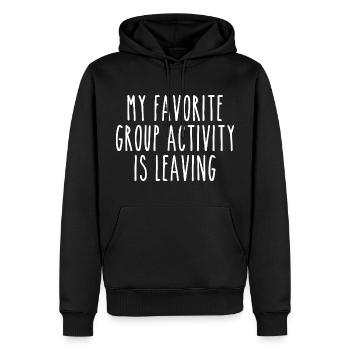 Meine Lieblingsaktivität in der Gruppe ist das Verlassen - Männer Premium Bio Hoodie - Schwarz - Vorne - Nico (187cm)