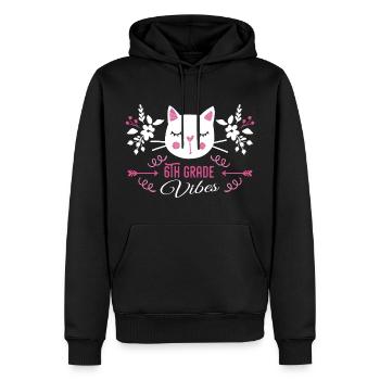 6th grade | Grade Vibes Back to School Cute Cat - Sweat à capuche Premium bio Homme - noir - Devant - Nico (187cm)