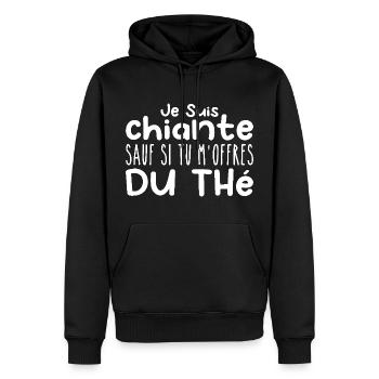 Frau, die liebt: Tee. Lustiger Design-Humor - Männer Premium Bio Hoodie - Schwarz - Vorne - Nico (187cm)