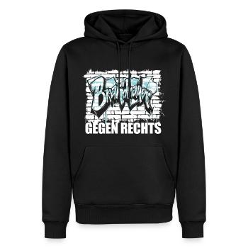 Brandmauer - Gegen Rechts, gegen Hetze - Männer Premium Bio Hoodie - Schwarz - Vorne - Nico (187cm)