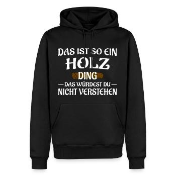Holz Ding - Männer Premium Bio Hoodie - Schwarz - Vorne - Nico (187cm)