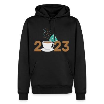 Neujahr 2023 Kaffee - Männer Premium Bio Hoodie - Schwarz - Vorne - Nico (187cm)