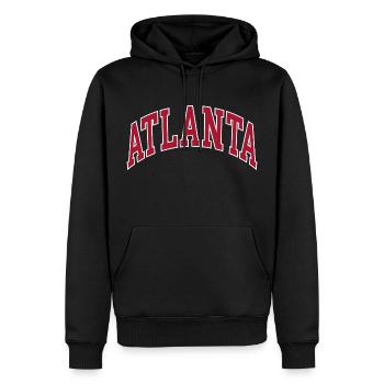 Atlanta - Männer Premium Bio Hoodie - Schwarz - Vorne - Nico (187cm)