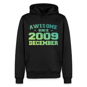 Anniversaire Décembre 2009 - Cadeau Decembre 2009 - Sweat à capuche Premium bio Homme - noir - Devant - Nico (187cm)