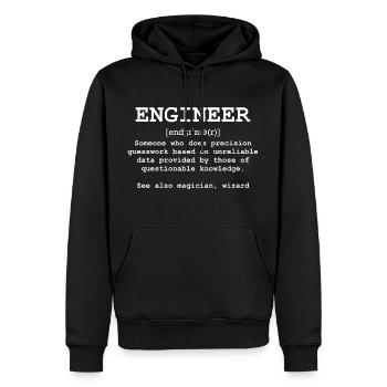 Ingénieur - Devis d’ingénieur - Sweat à capuche Premium bio Homme - noir - Devant - Nico (187cm)