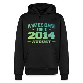 2014 Août Année Naissance Anniversaire Août 2014 - Sweat à capuche Premium bio Homme - noir - Devant - Nico (187cm)