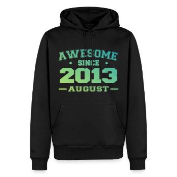 2013 Août Année Naissance Anniversaire Août 2013 - Sweat à capuche Premium bio Homme - noir - Devant - Nico (187cm)