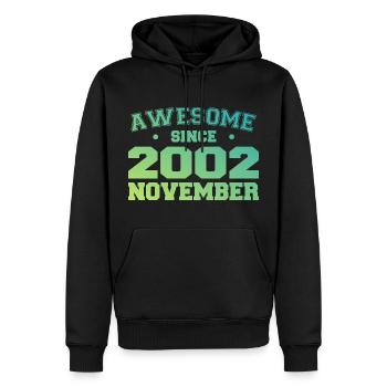 Né Novembre 2002 Cadeau Anniversaire Novembre 2002 - Sweat à capuche Premium bio Homme - noir - Devant - Nico (187cm)