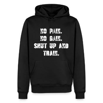 No Pain No Gain - Tais-toi et Train. - Sweat à capuche Premium bio Homme - noir - Devant - Nico (187cm)