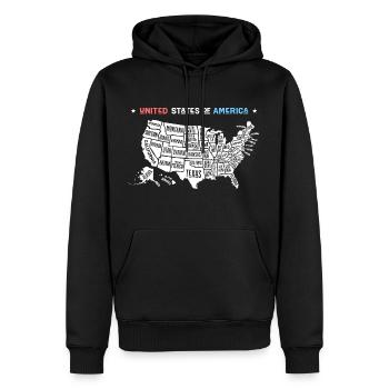 Amerikanische Kartengrafik - Männer Premium Bio Hoodie - Schwarz - Vorne - Nico (187cm)