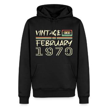 février 1970 meilleur cadeau février 1970 february - Sweat à capuche Premium bio Homme - noir - Devant - Nico (187cm)