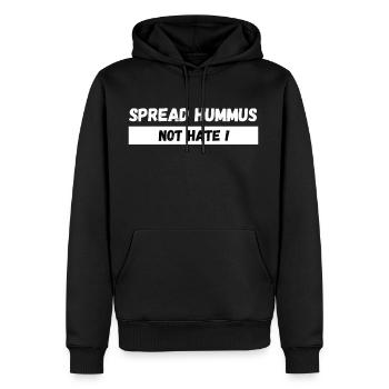 Répandez le houmous et non la haine. Cuisine gastronomique Isvraie nourriture - Sweat à capuche Premium bio Homme - noir - Devant - Nico (187cm)