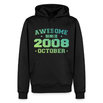 Octobre 2008 - Cadeau Anniversaire Octobre 2008 - Sweat à capuche Premium bio Homme - noir - Devant - Nico (187cm)
