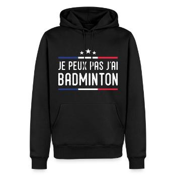 Je Peux Pas J'ai Badminton Bad Joueur de Badminton - Sweat à capuche Premium bio Homme - noir - Devant - Nico (187cm)