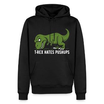 T-Rex hates pushups - Tyrannosaurus - gift - Men’s Premium Organic Hoodie - black - Front - Nico (187cm)