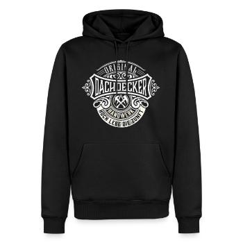 Dachdecker hoch lebe die Zunft - Männer Premium Bio Hoodie - Schwarz - Vorne - Nico (187cm)