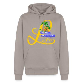 Beach Life - Sweat à capuche Premium bio Homme - taupe - Devant - Nico (187cm)