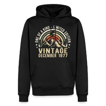 December 1977 - Excellent since December 1977 - Men’s Premium Organic Hoodie - black - Front - Nico (187cm)