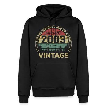 Vintage January 2003 Birthday January 2003 - Men’s Premium Organic Hoodie - black - Front - Nico (187cm)