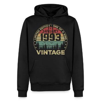 Jahrgang Januar 1993 Geburtstag Januar 1993 - Männer Premium Bio Hoodie - Schwarz - Vorne - Nico (187cm)