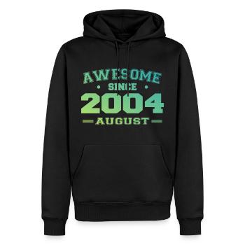 2004 Août Année Naissance Anniversaire Août 2004 - Sweat à capuche Premium bio Homme - noir - Devant - Nico (187cm)