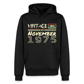 Légendaire Depuis Novembre 1975 - November 1975 - Sweat à capuche Premium bio Homme - noir - Devant - Nico (187cm)