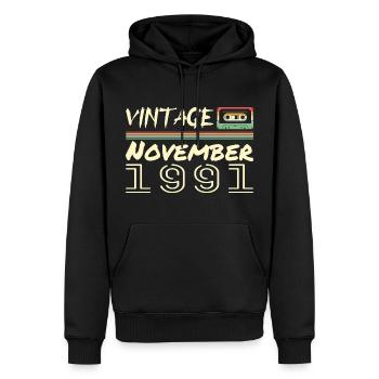 Légendaire Depuis Novembre 1991 - November 1991 - Sweat à capuche Premium bio Homme - noir - Devant - Nico (187cm)