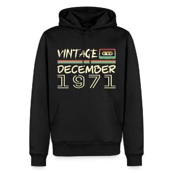 1971 Décembre 1971 Jubilé Décembre 1971 - Sweat à capuche Premium bio Homme - noir - Devant - Nico (187cm)