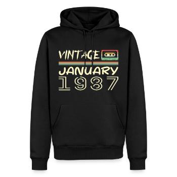 Vintage Janvier 1987 - Anniversaire Janvier 1987 - Sweat à capuche Premium bio Homme - noir - Devant - Nico (187cm)
