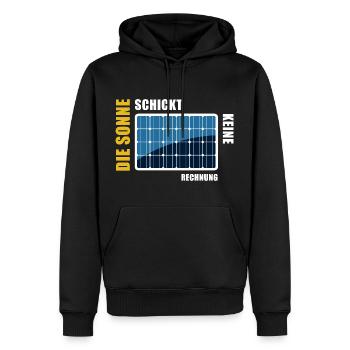 Die Sonne schickt keine Rechnung - Photovoltaik - Männer Premium Bio Hoodie - Schwarz - Vorne - Nico (187cm)