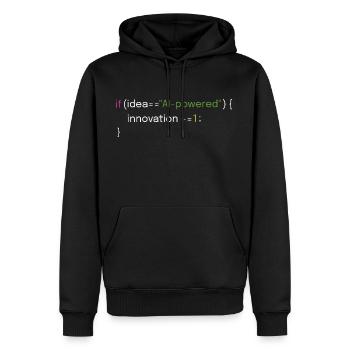 Innovations- und AI-Coding-Design - Männer Premium Bio Hoodie - Schwarz - Vorne - Nico (187cm)