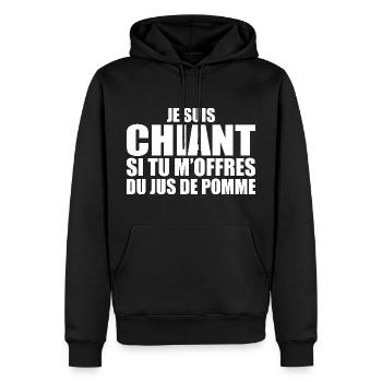 Homme qui adore Jus de pomme. Design Drôle Humour - Sweat à capuche Premium bio Homme - noir - Devant - Nico (187cm)