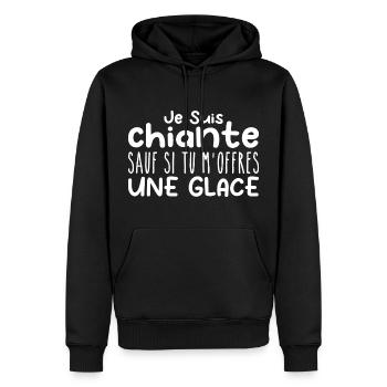 Frau, die anbetet: . Lustige Designs Humor - Männer Premium Bio Hoodie - Schwarz - Vorne - Nico (187cm)