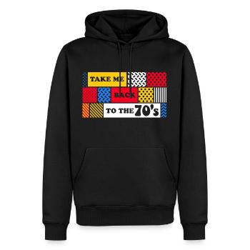 Graphique des années 70 - Sweat à capuche Premium bio Homme - noir - Devant - Nico (187cm)