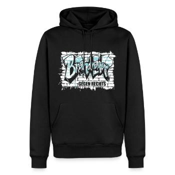 Brandmauer - Gegen Rechts, gegen Hetze - Männer Premium Bio Hoodie - Schwarz - Vorne - Nico (187cm)
