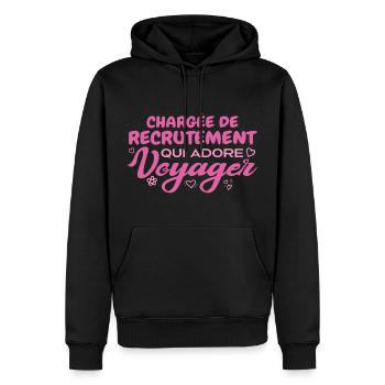 Passionate globetrotting recruitment officer - Men’s Premium Organic Hoodie - black - Front - Nico (187cm)