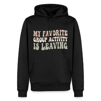 Meine Lieblingsaktivität in der Gruppe ist das Verlassen - Männer Premium Bio Hoodie - Schwarz - Vorne - Nico (187cm)