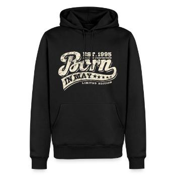 Born in May 1995 - Geburtstag - Geschenk - Männer Premium Bio Hoodie - Schwarz - Vorne - Nico (187cm)
