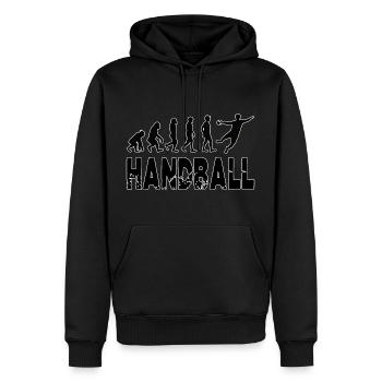 Handball Evolution, vom Primat zum Supersportler - Männer Premium Bio Hoodie - Schwarz - Vorne - Nico (187cm)