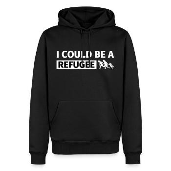 I could be a refugee - Sweat à capuche Premium bio Homme - noir - Devant - Nico (187cm)