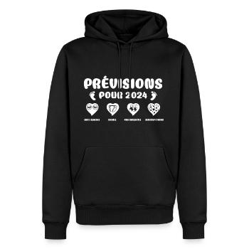 Prévisions pour 2024,future mama,futur papa,papa - Sweat à capuche Premium bio Homme - noir - Devant - Nico (187cm)